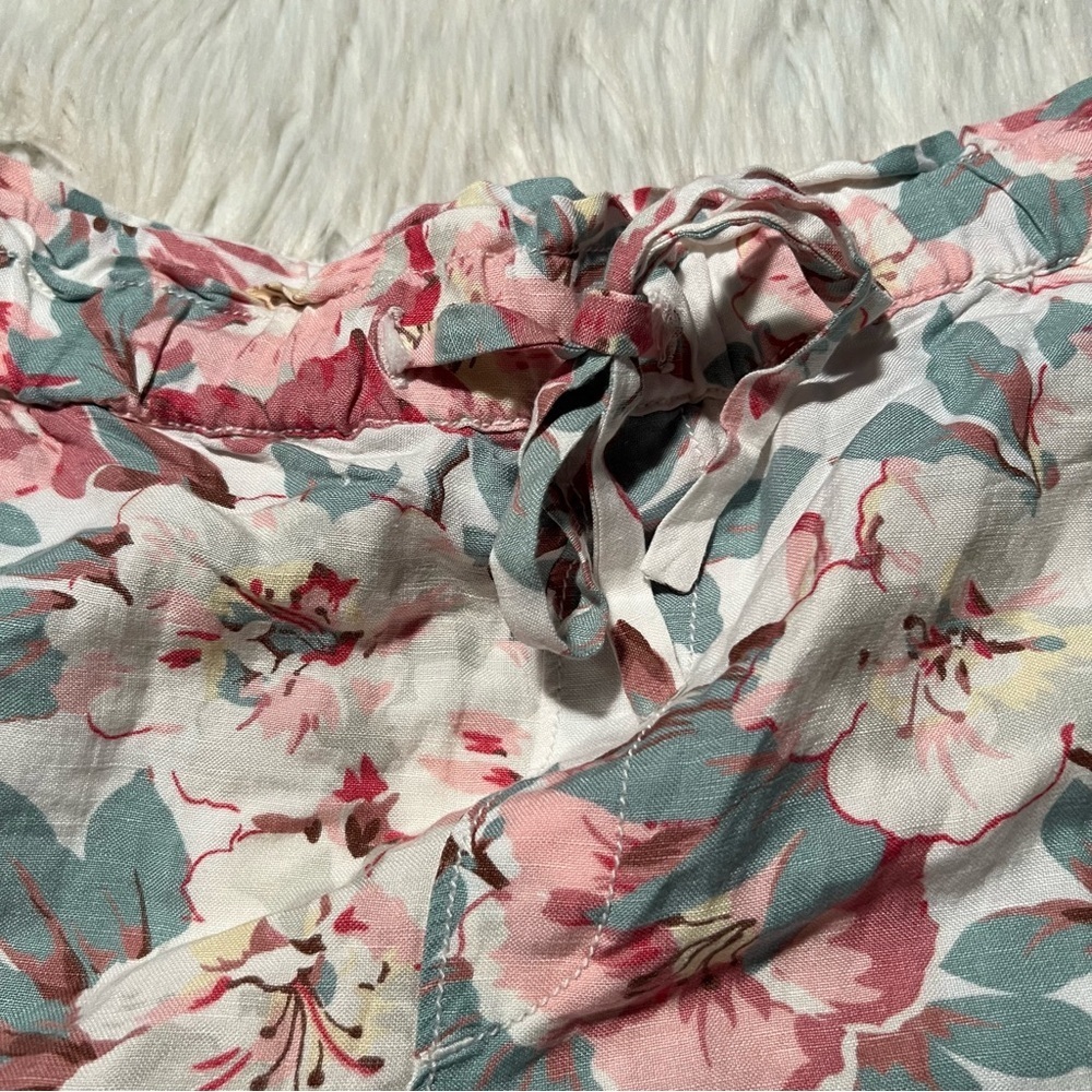 Loft Linen Shorts White Pink Turquoise Floral XL - Picture 4 of 9